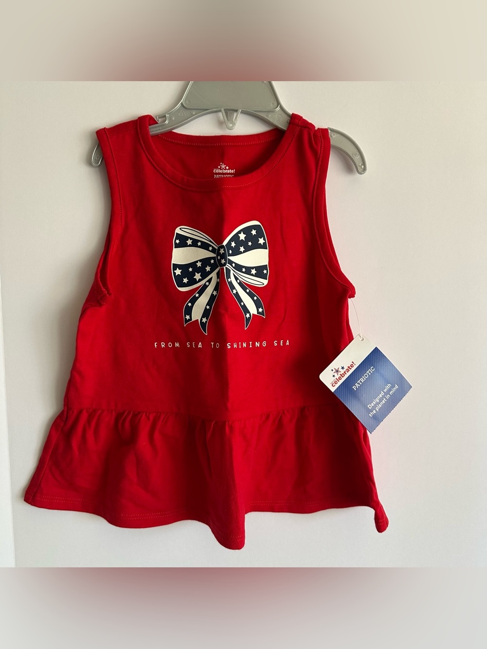Toddler Girl Americana Way to Celebrate Red Peplum Tank Size 4T NEW